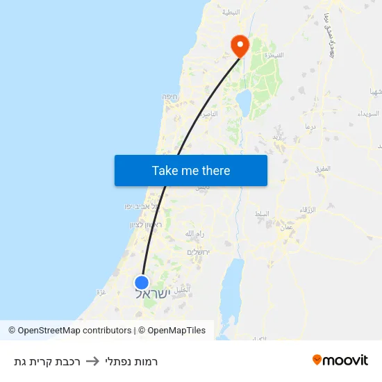 רכבת קרית גת to רמות נפתלי map