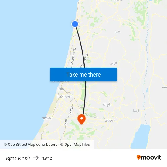 ג'סר א-זרקא to צרעה map