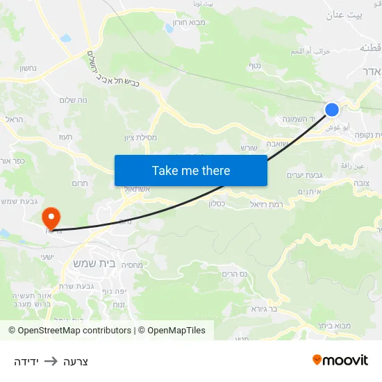ידידה to צרעה map