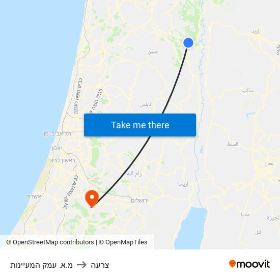 מ.א. עמק המעיינות to צרעה map