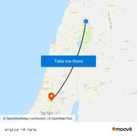 עין קנייא to צרעה map