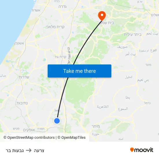 גבעות בר to צרעה map