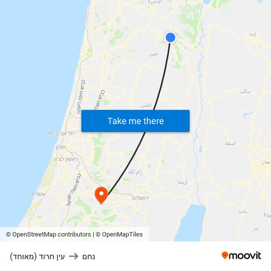 עין חרוד (מאוחד) to נחם map