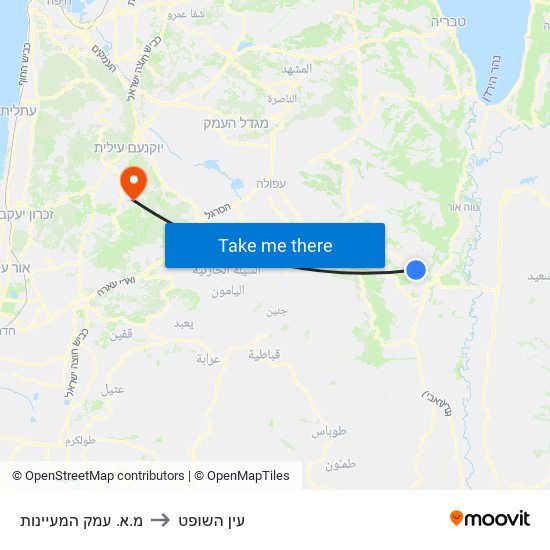 מ.א. עמק המעיינות to עין השופט map