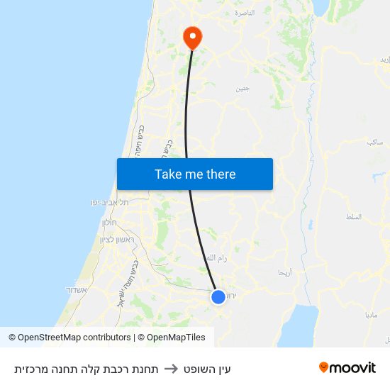 תחנת רכבת קלה תחנה מרכזית to עין השופט map