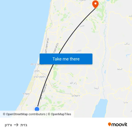 ורדון to גזית map