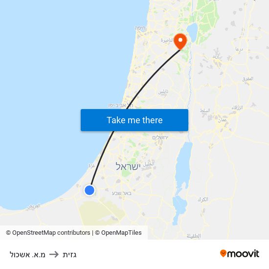 מ.א. אשכול to גזית map