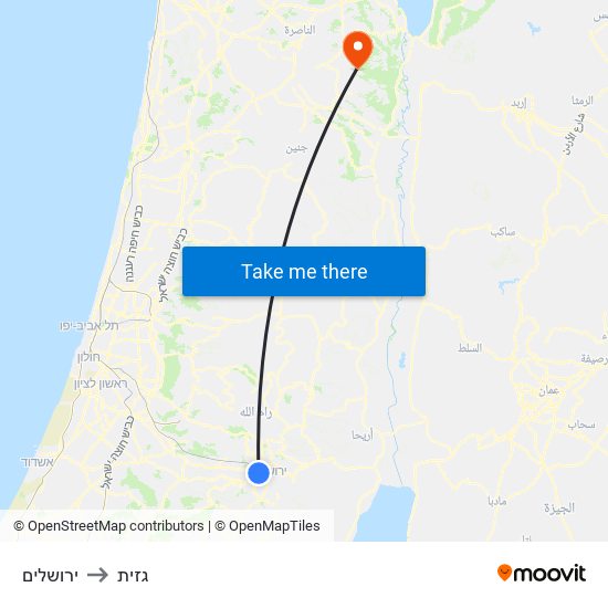 ירושלים to גזית map