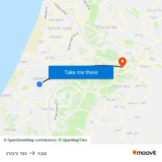 כפר ורבורג to צובה map