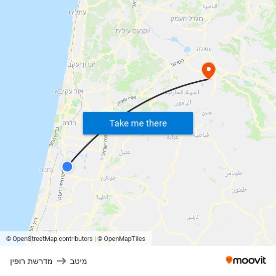 מדרשת רופין to מיטב map