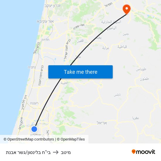 בי''ח בלינסון/גשר אבנת to מיטב map