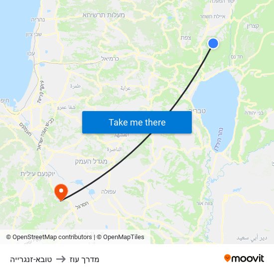 טובא-זנגרייה to מדרך עוז map