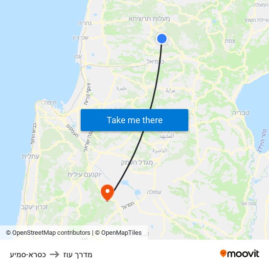 כסרא-סמיע to מדרך עוז map