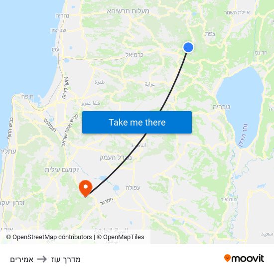 אמירים to מדרך עוז map