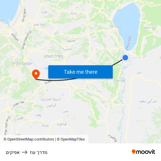 אפיקים to מדרך עוז map