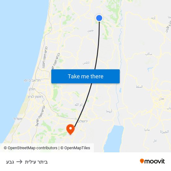 גבע to ביתר עילית map