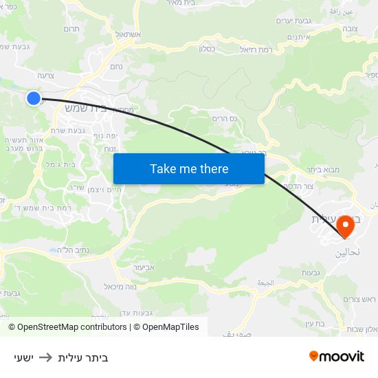 ישעי to ביתר עילית map