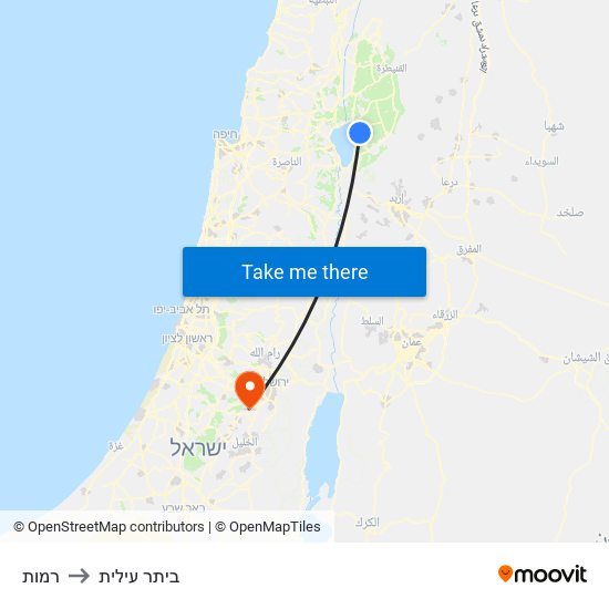 רמות to ביתר עילית map