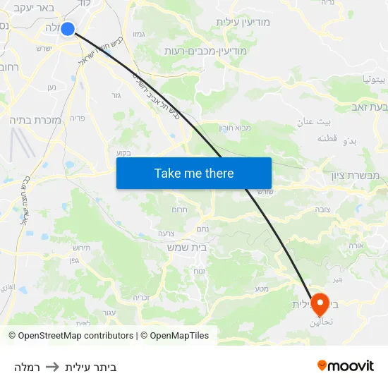 רמלה to ביתר עילית map