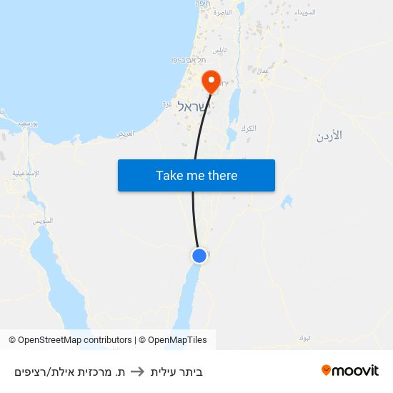 ת. מרכזית אילת/רציפים to ביתר עילית map