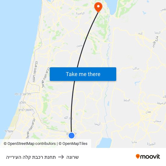 תחנת רכבת קלה העירייה to שרונה map