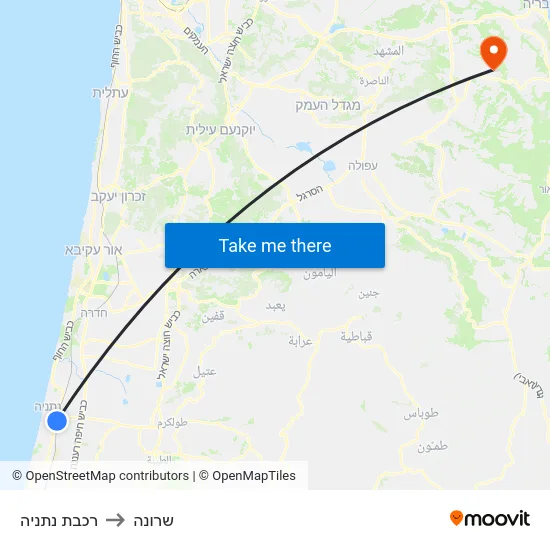 רכבת נתניה to שרונה map