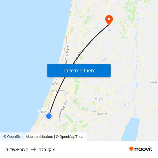 חצור-אשדוד to מוקייבלה map