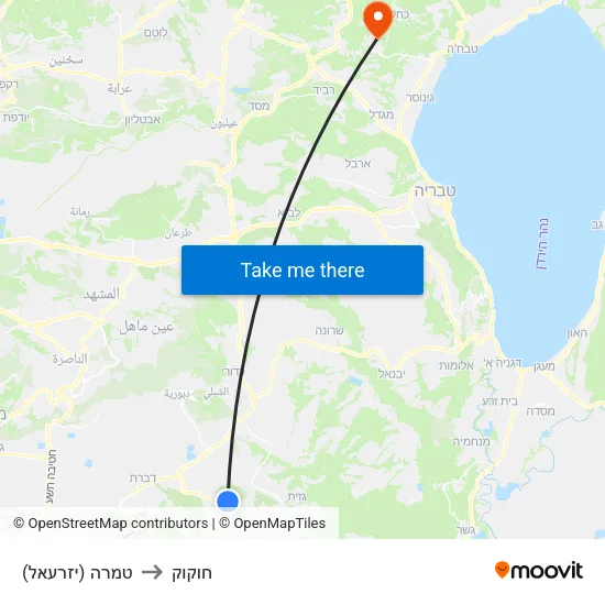 טמרה (יזרעאל) to חוקוק map