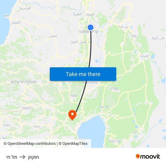 תל חי to חוקוק map