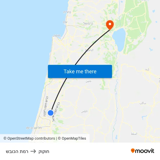 רמת הכובש to חוקוק map
