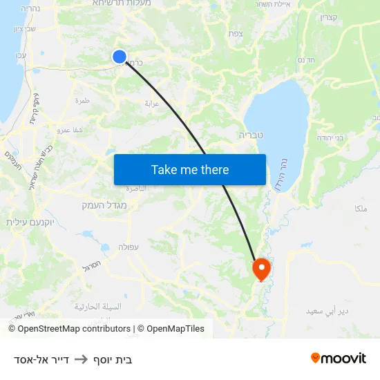 דייר אל-אסד to בית יוסף map
