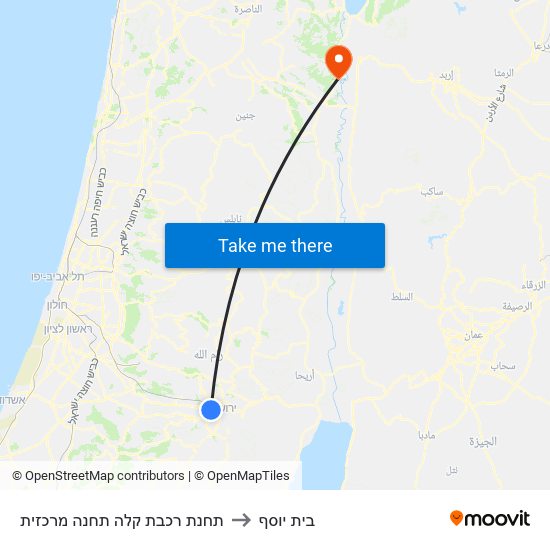 תחנת רכבת קלה תחנה מרכזית to בית יוסף map