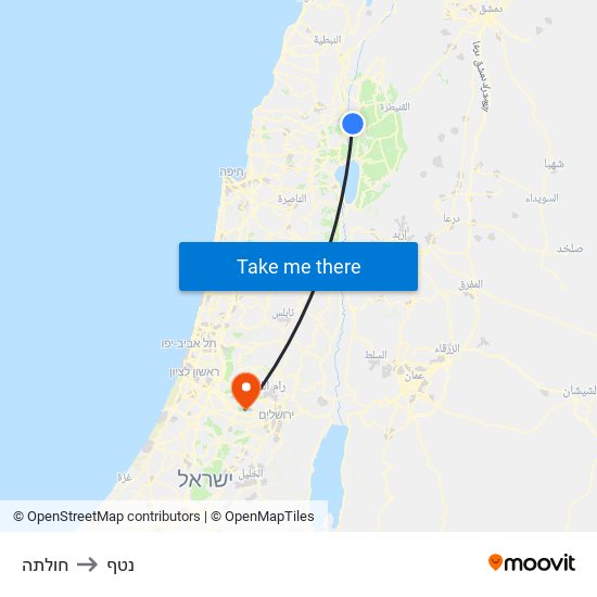 חולתה to נטף map