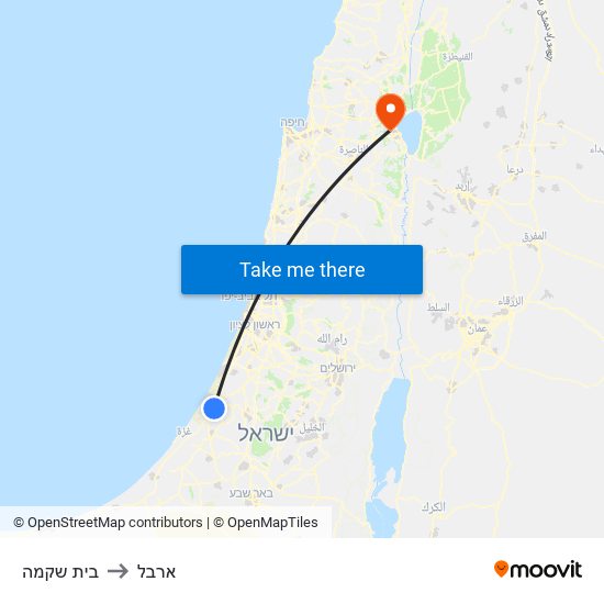 בית שקמה to ארבל map