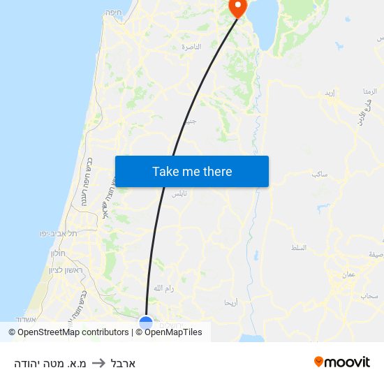 מ.א. מטה יהודה to ארבל map