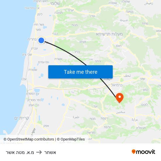 מ.א. מטה אשר to אשחר map