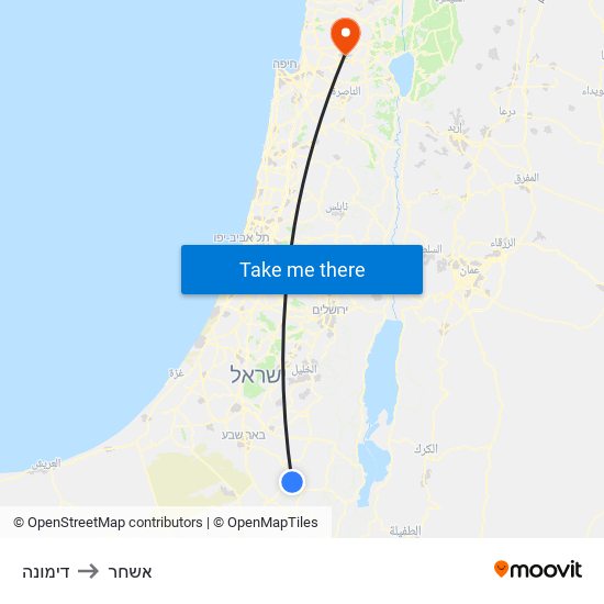 דימונה to אשחר map