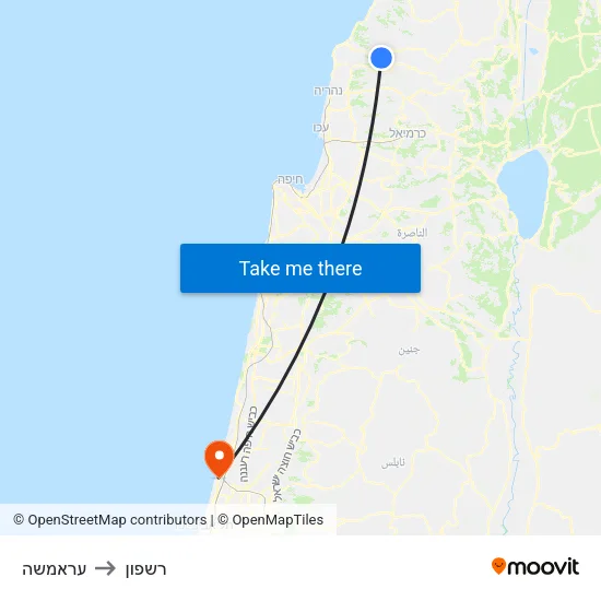 עראמשה to רשפון map