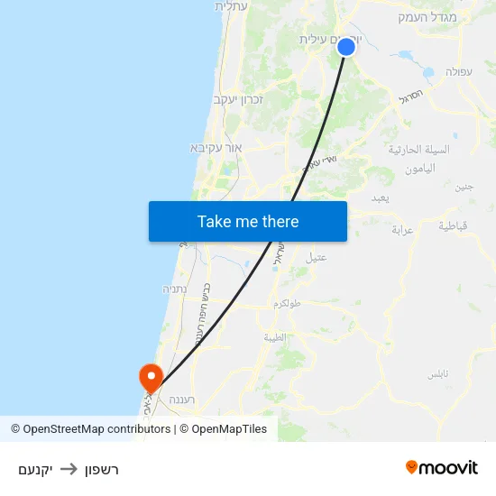 יקנעם to רשפון map