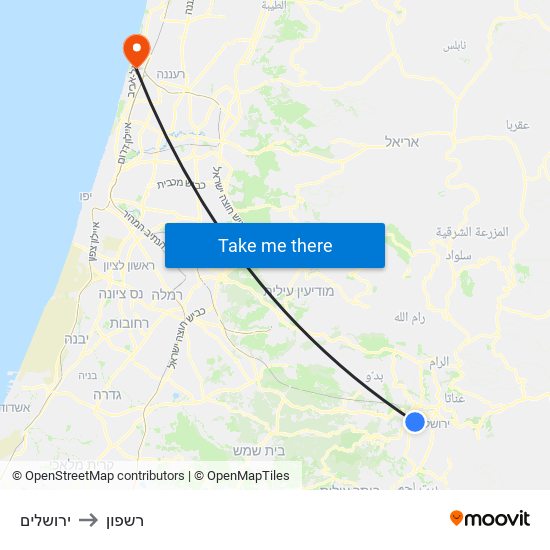 ירושלים to רשפון map