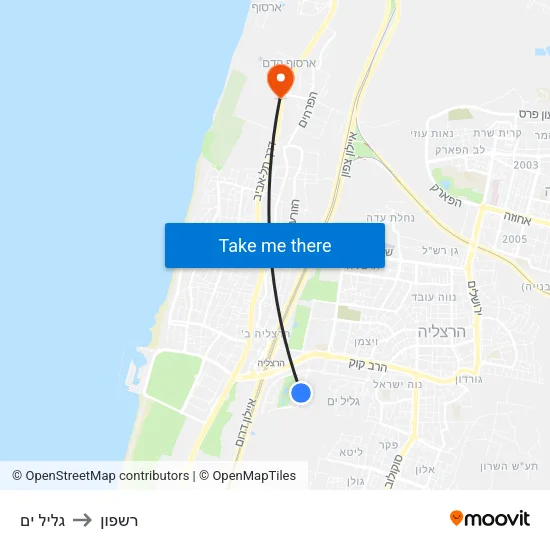 גליל ים to רשפון map
