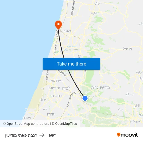 רכבת פאתי מודיעין to רשפון map