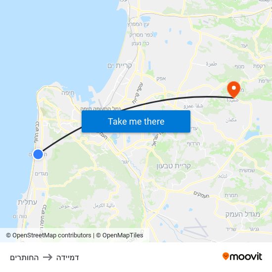 החותרים to דמיידה map