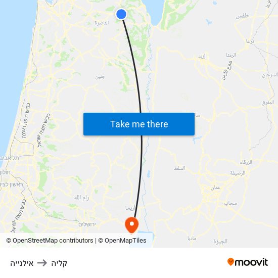 אילנייה to קליה map