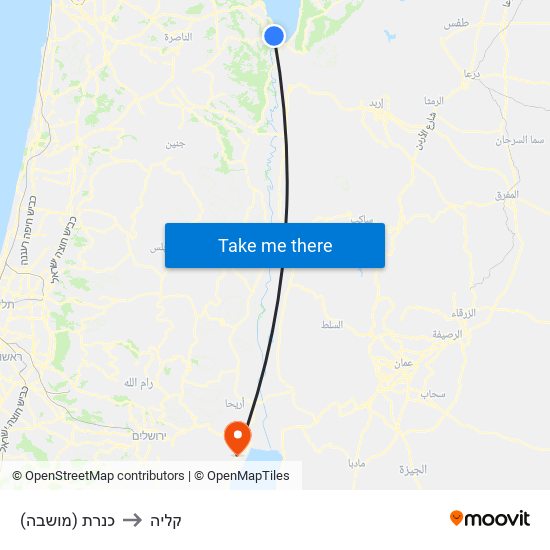 כנרת (מושבה) to קליה map