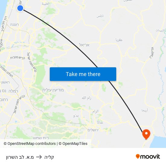 מ.א. לב השרון to קליה map