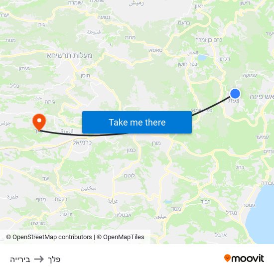 בירייה to פלך map