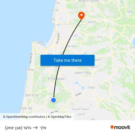 גלעד (אבן יצחק) to פלך map