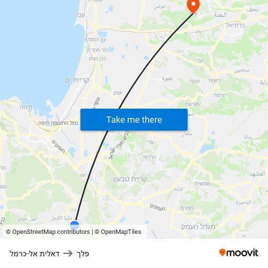 דאלית אל-כרמל to פלך map