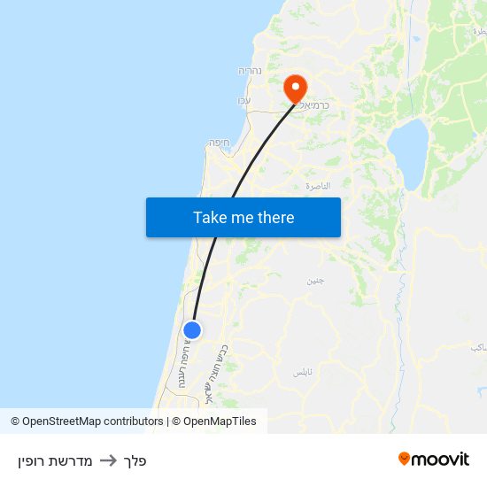 מדרשת רופין to פלך map